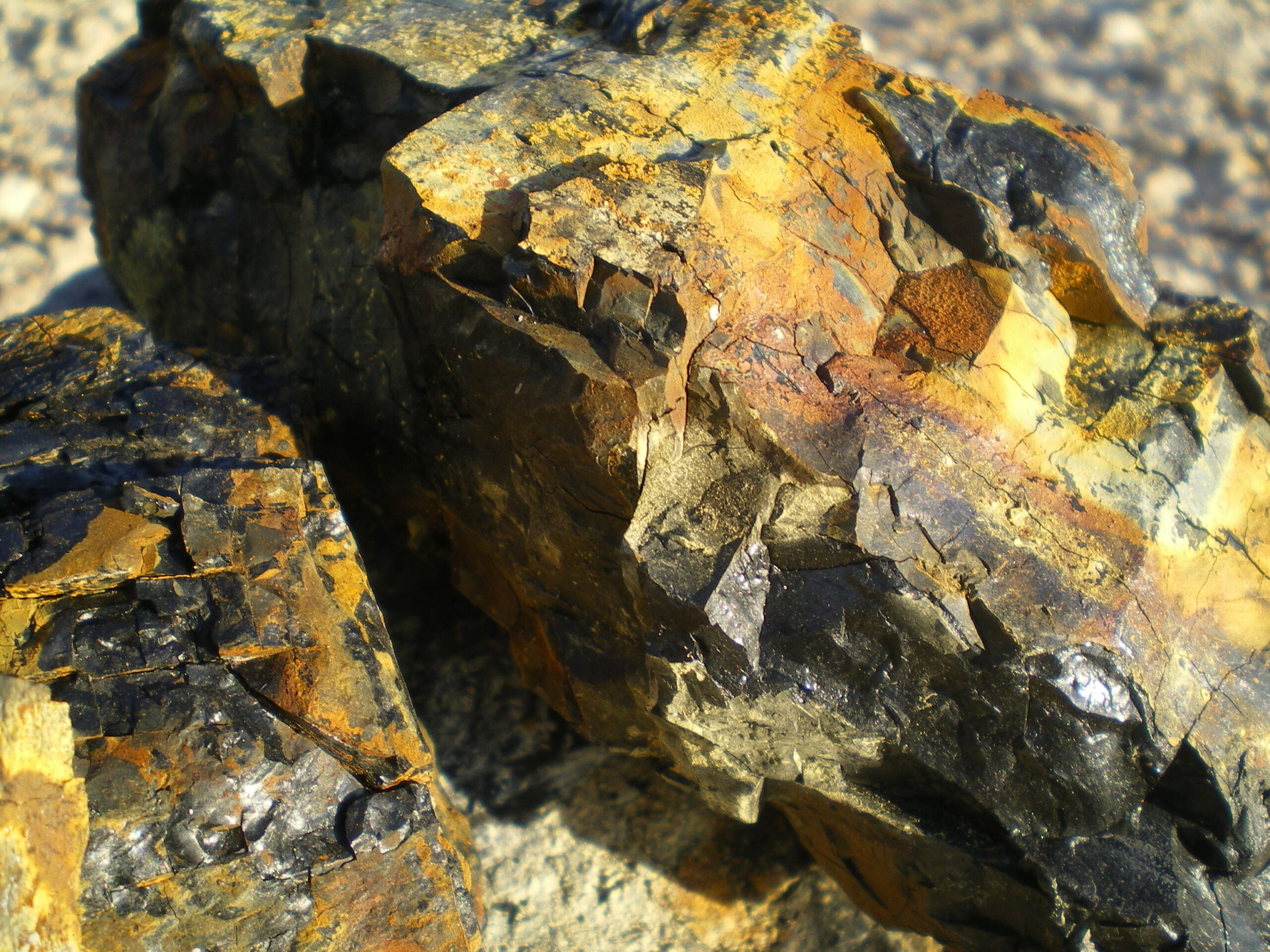 A close up of rocks with different colors